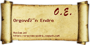 Orgován Endre névjegykártya